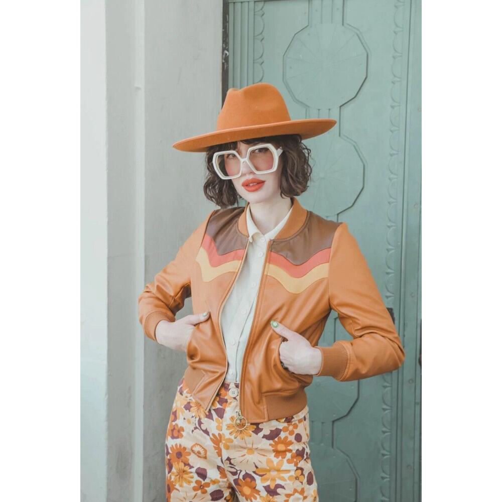 Women's Brown Bomber Jacket - Classic Rock Couture